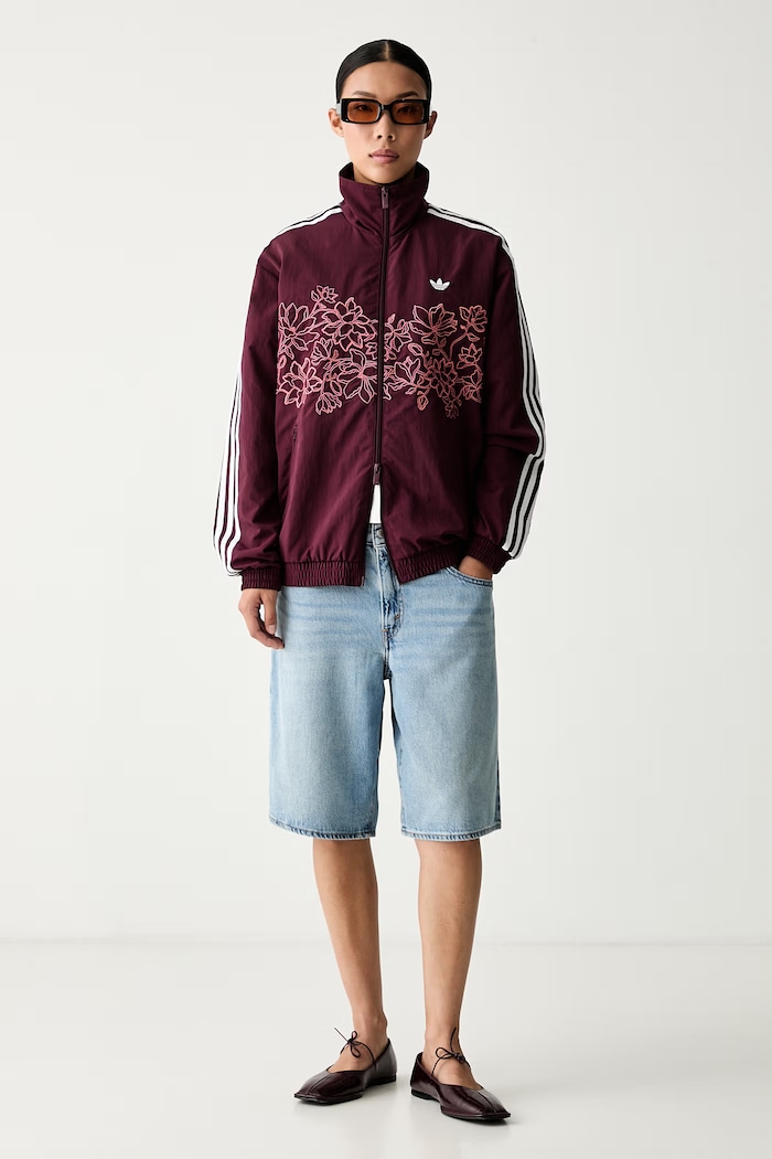 adidas Originals kurtka przejściowa damska Floral Firebird KX1875 bordowy AW26