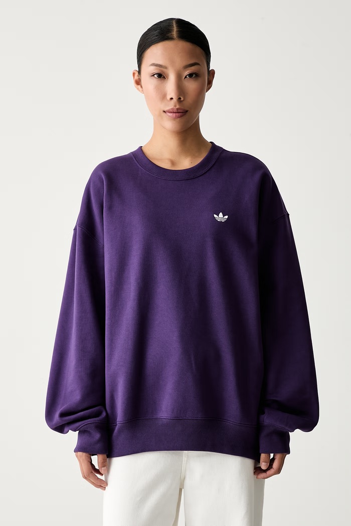 adidas Originals oversize mikina dámska s bavlnou Essentials fialová KW0196