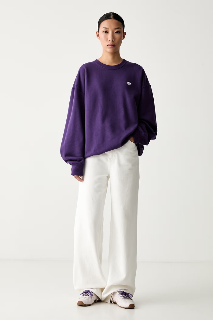 adidas Originals oversize mikina dámska s bavlnou Essentials KW0196 fialová AW26