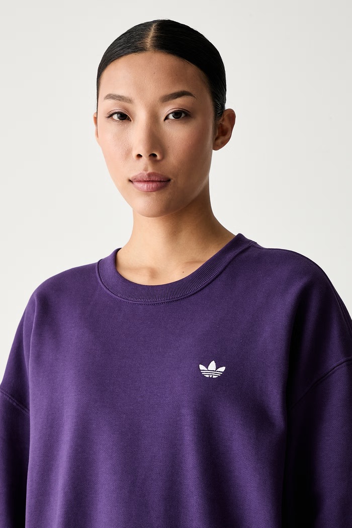 adidas Originals oversize mikina dámska s bavlnou Essentials fialová KW0196