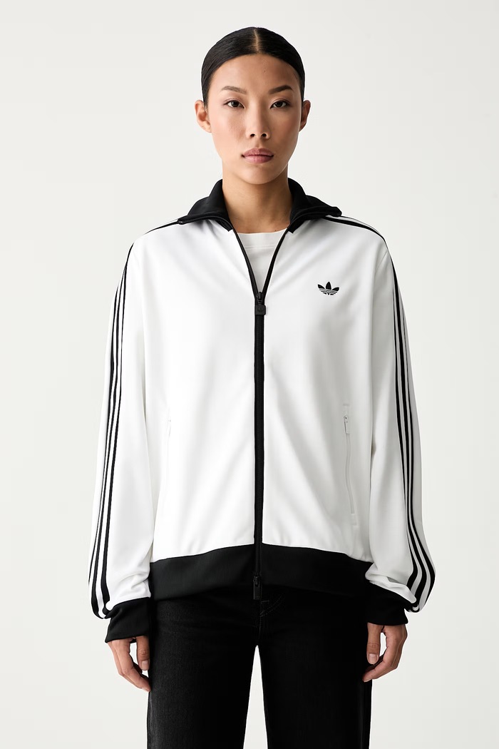 adidas Originals mikina na zips dámska s bavlnou Beckenbauer biela KV9565