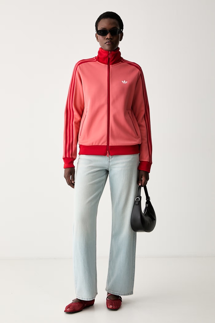 adidas Originals bluza rozpinana damska z bawełną Beckenbauer KV9564 różowy AW26