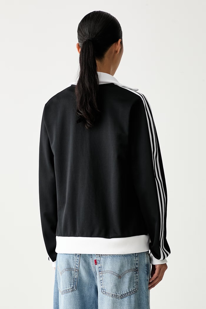 Одежда adidas Originals кофта на застёжке для женщин с хлопком Beckenbauer KV9560 чёрный
