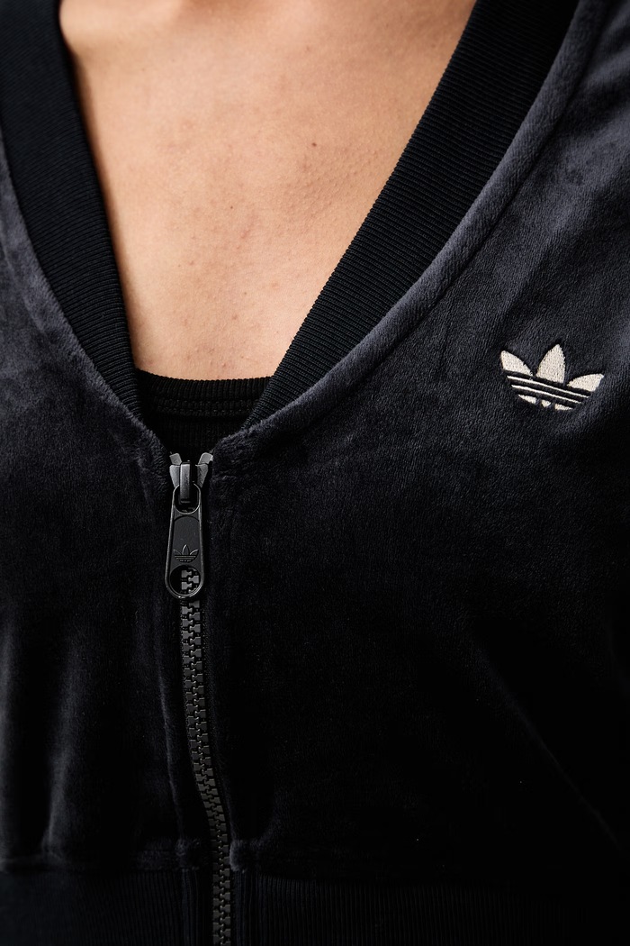 adidas Originals кофта на застёжке для женщин из велюра KS9176 чёрный