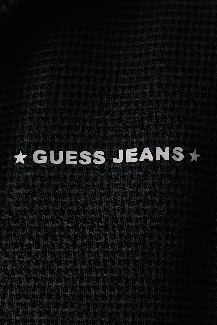 Μπλούζα με κουμπιά γυναικεία με βαμβάκι Guess Jeans μαύρο W6YQ13.K4206