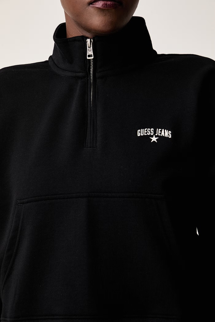 Guess Jeans mikina s kapucňou dámska bavlnená W6YQ05.K3862 čierna