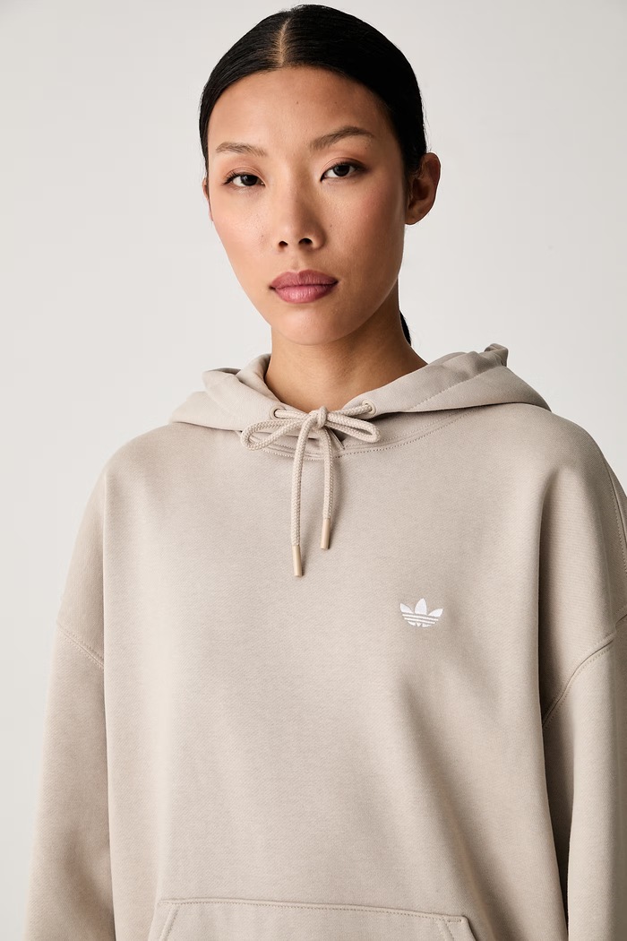 adidas Originals μπλούζα με κουκούλα γυναικεία με βαμβάκι Essentials μπεζ KR3591