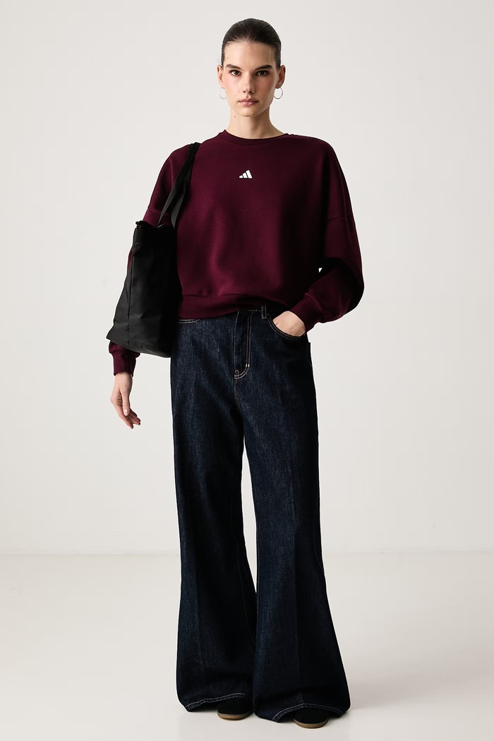adidas Pulover ženski z bombažem Soft Lux KF8421 bordo AW26