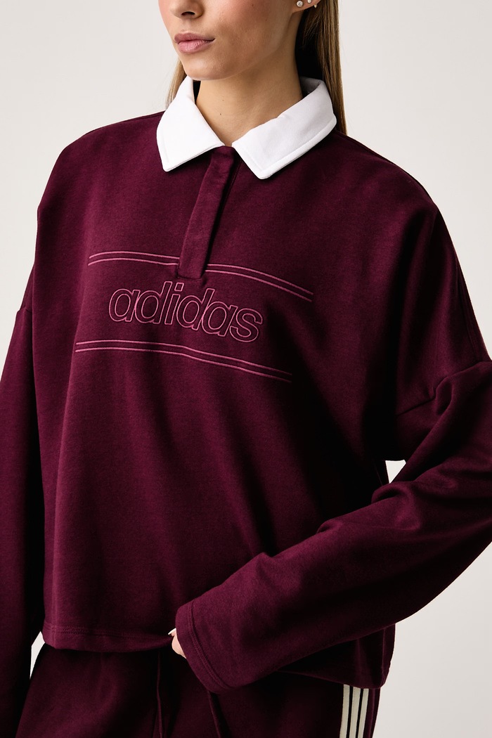 Bluza damska z bawełną adidas KR4557 bordowy