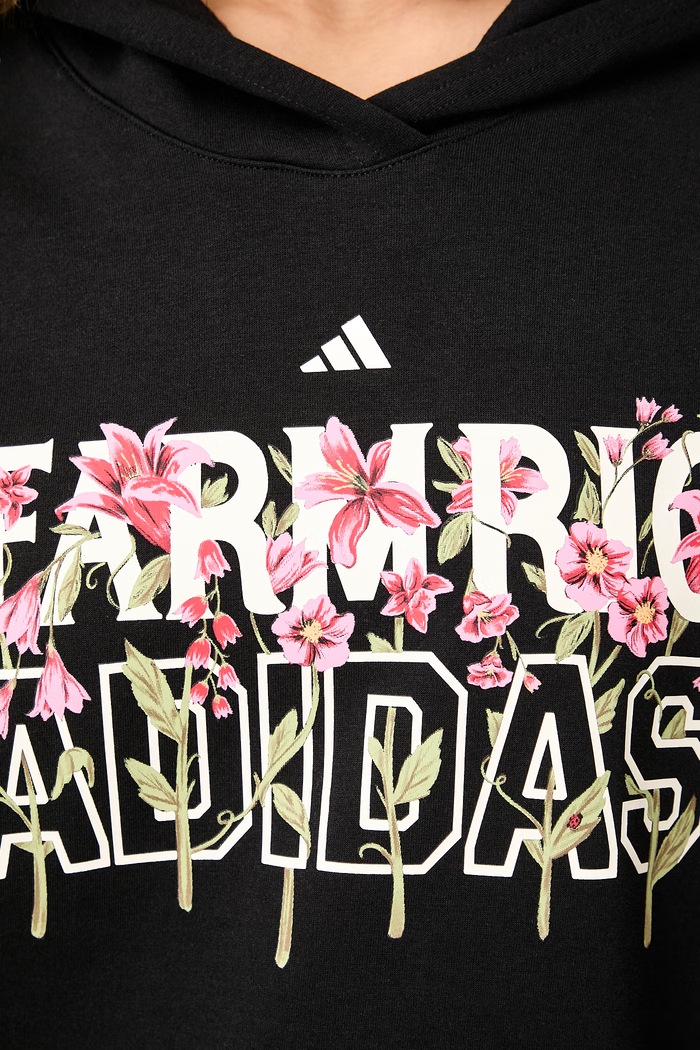 adidas bluza z kapturem damska z bawełną x Farm Rio KR0252 czarny