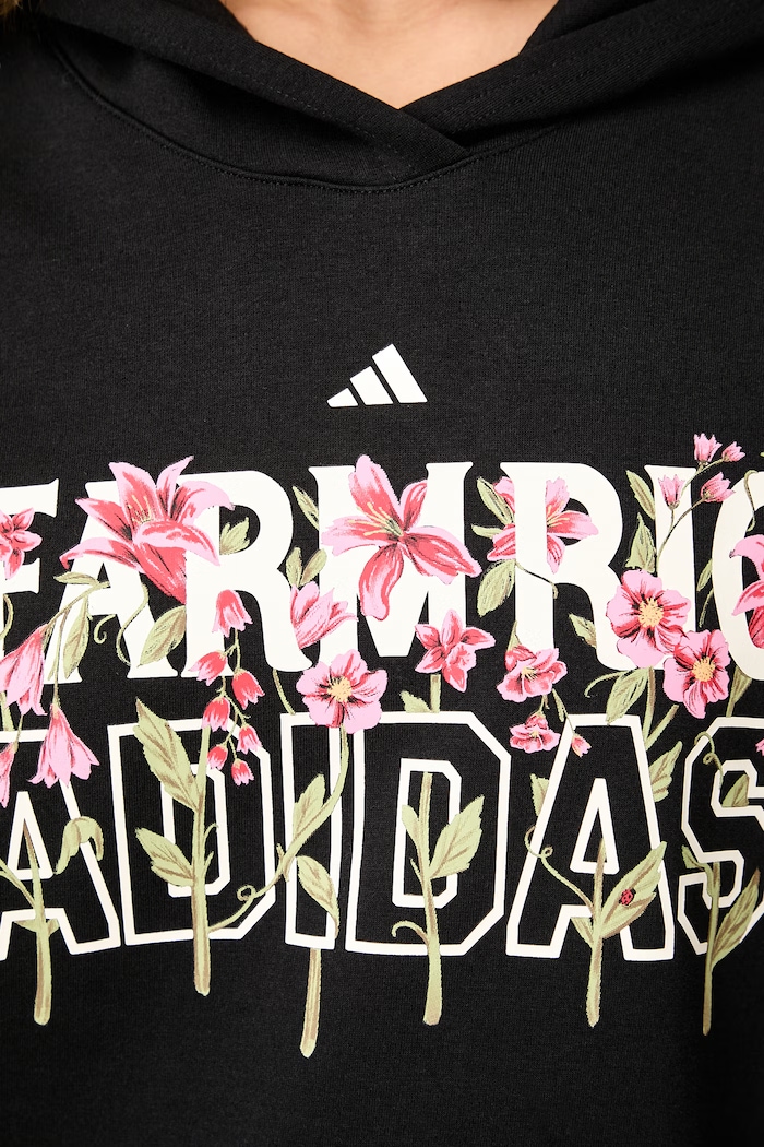 adidas bluza z kapturem damska z bawełną x Farm Rio KR0252 czarny