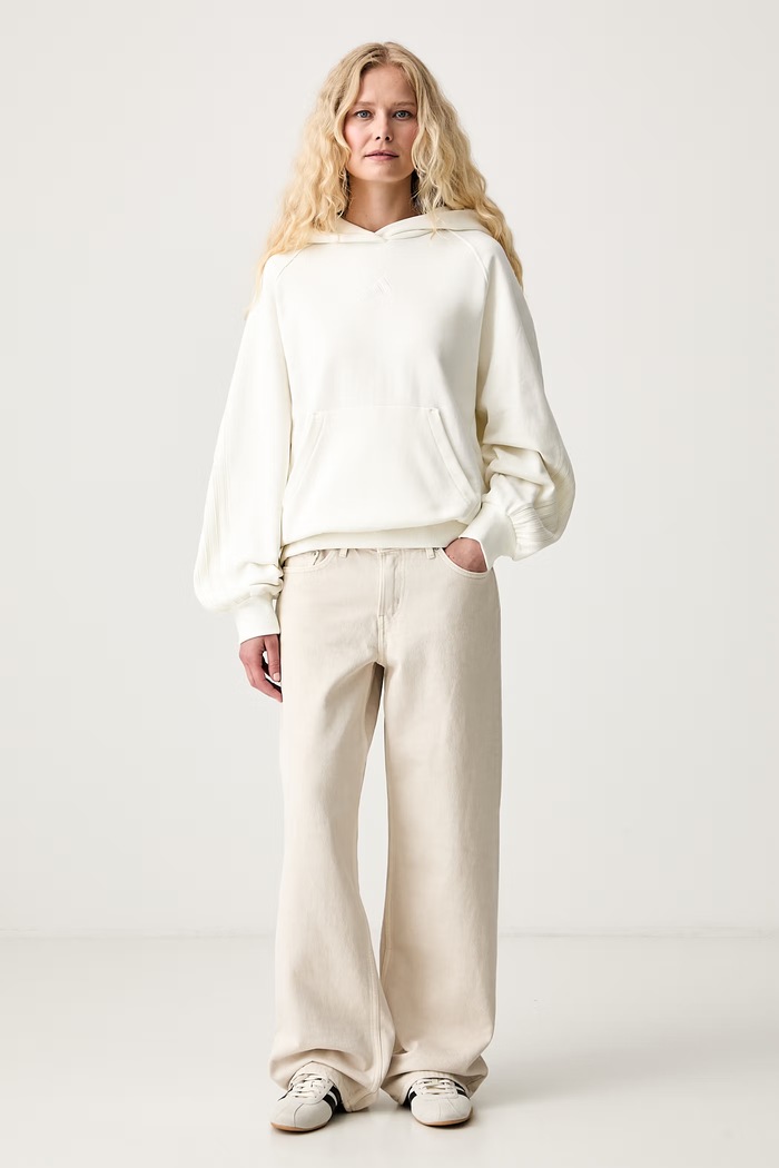 adidas mikina s kapucňou dámska bavlnená KV9929 béžová AW26