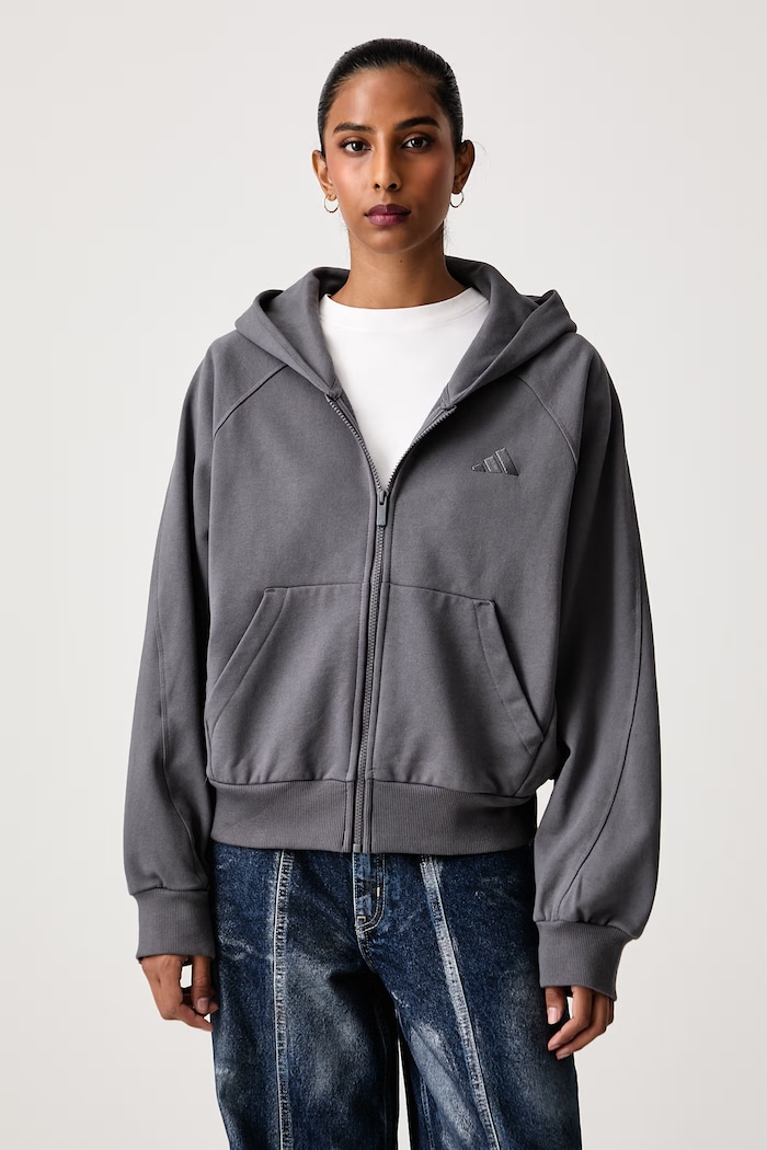 adidas Bluza rozpinana z kapturem damska bawełniana szary KV7333