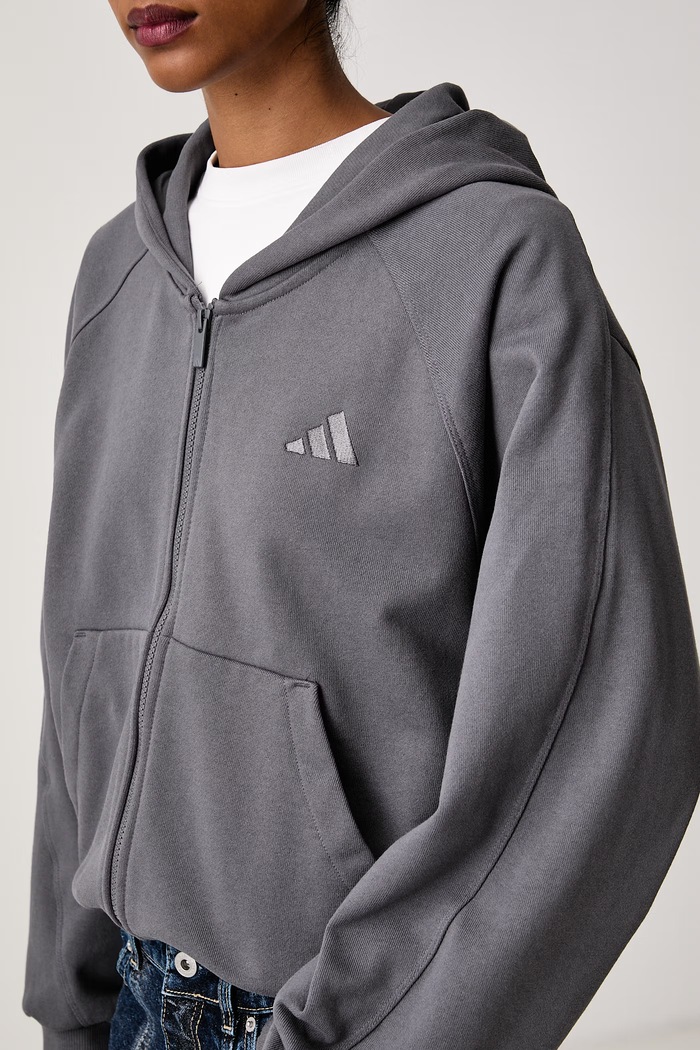 Bluza rozpinana z kapturem damska bawełniana adidas KV7333 szary