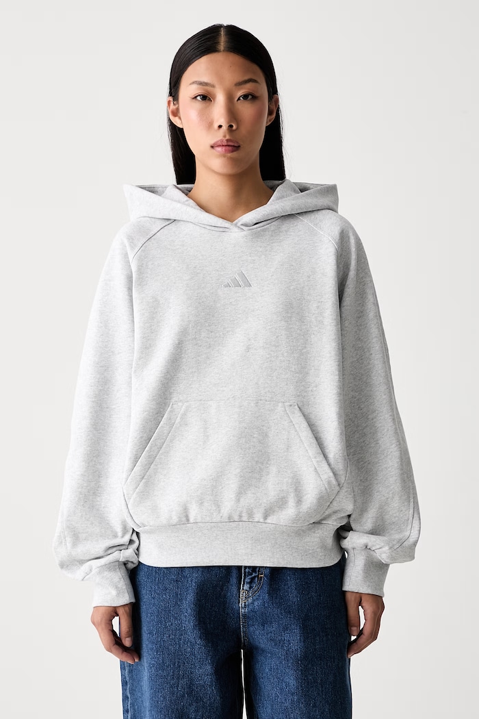 adidas bluza z kapturem damska bawełniana szary KV9785
