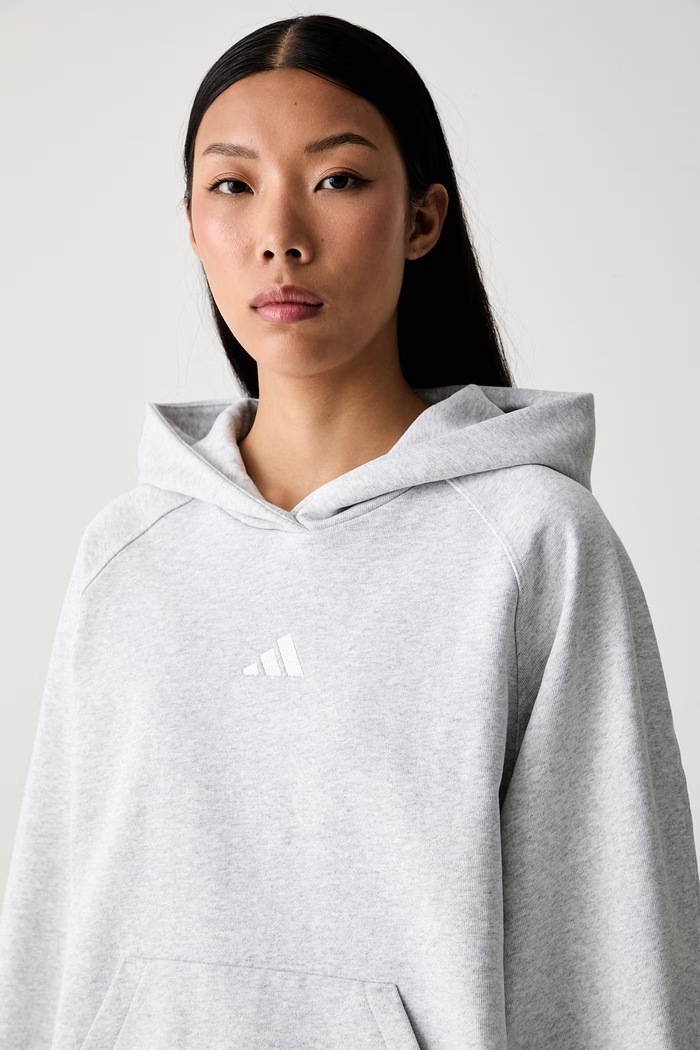 adidas bluza z kapturem damska bawełniana szary KV9785