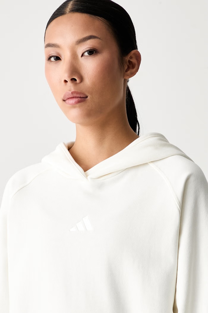 adidas bluza z kapturem damska bawełniana beżowy KV9792