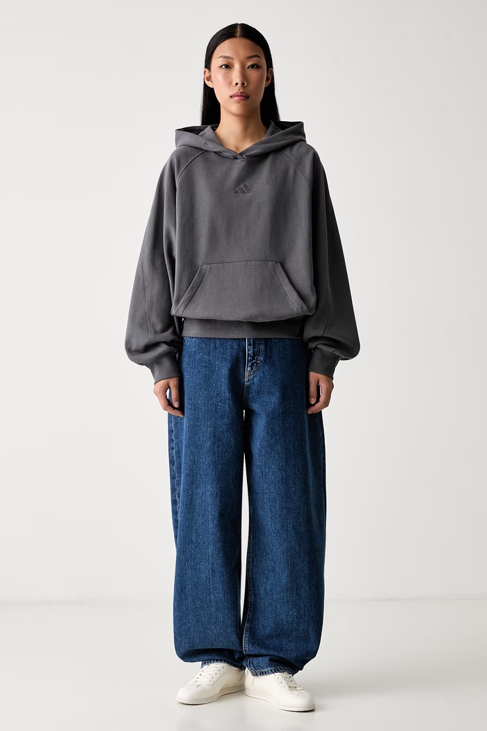 adidas bluza z kapturem damska bawełniana KV9794 szary AW26