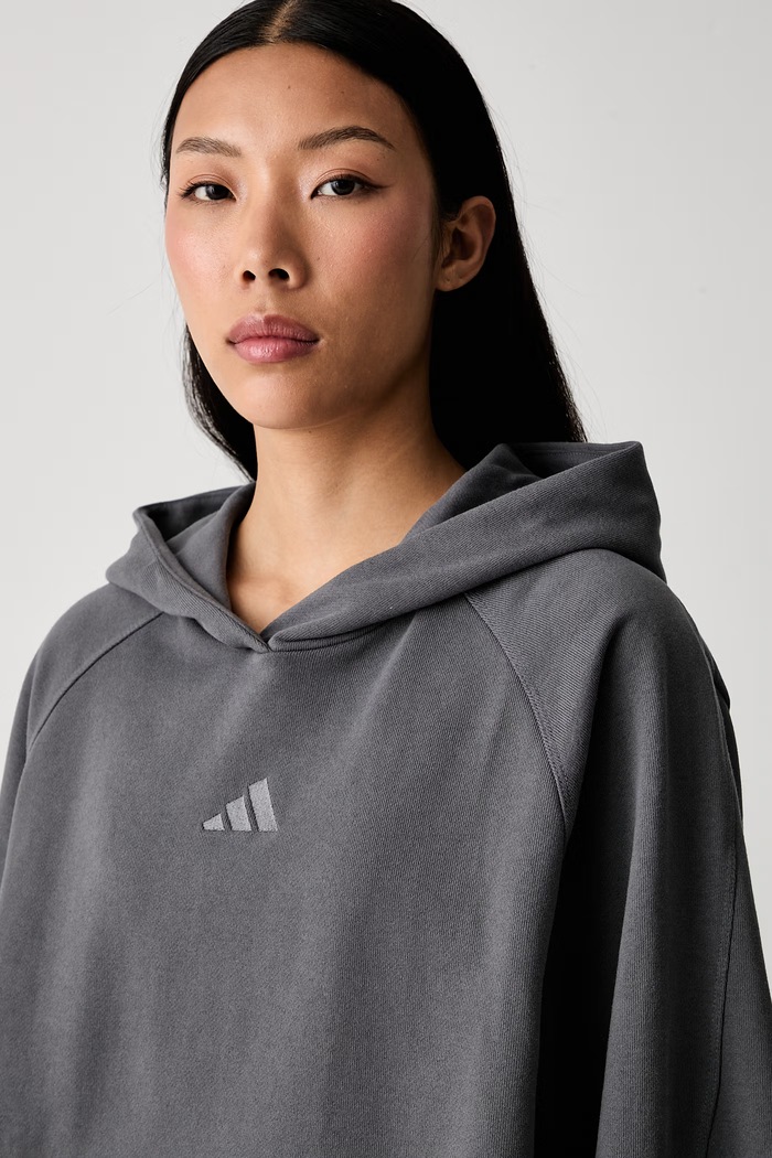adidas bluza z kapturem damska bawełniana szary KV9794