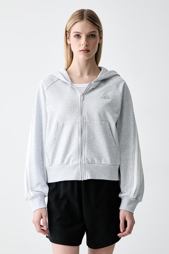 adidas bluza rozpinana z kapturem damska bawełniana szary KV9879