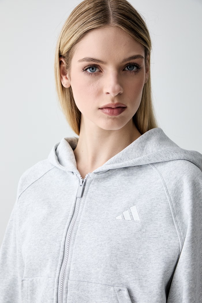 adidas bluza rozpinana z kapturem damska bawełniana szary KV9879