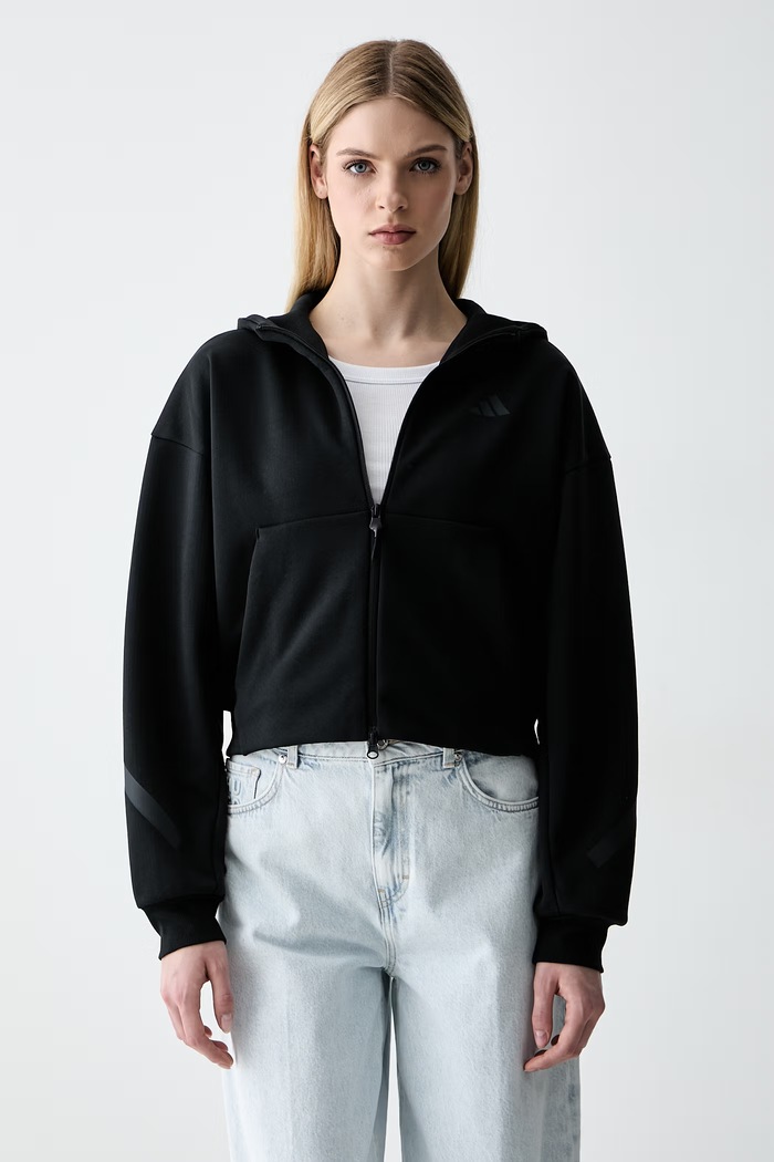 adidas bluza rozpinana z kapturem damska z bawełną Z.N.E czarny KF6392