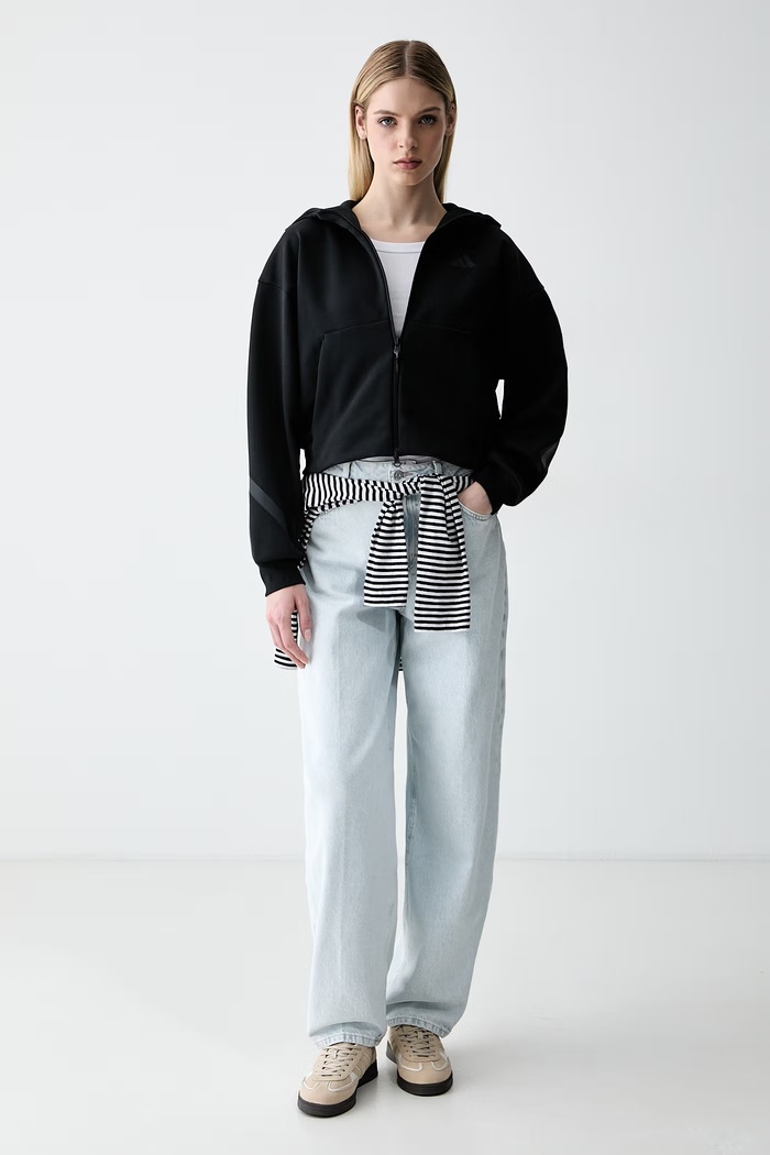 adidas bluza rozpinana z kapturem damska z bawełną Z.N.E KF6392 czarny AW26