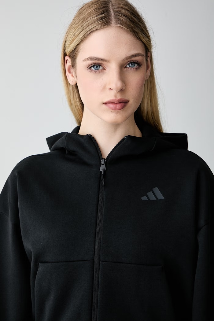 adidas bluza rozpinana z kapturem damska z bawełną Z.N.E czarny KF6392