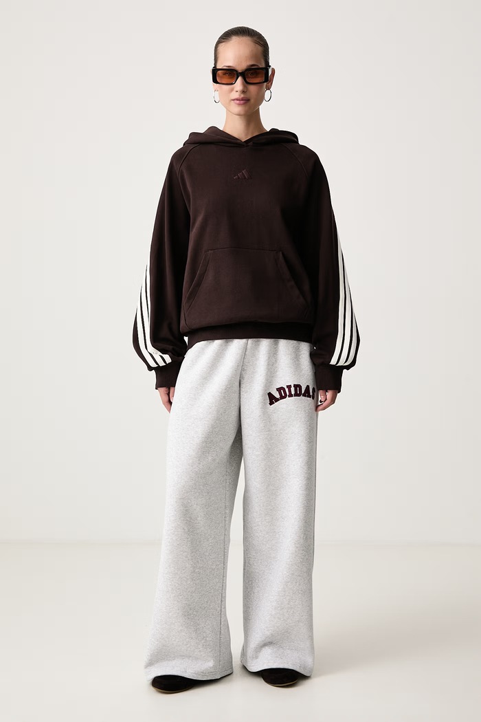 adidas Bluza z kapturem damska bawełniana KW7701 brązowy AW26