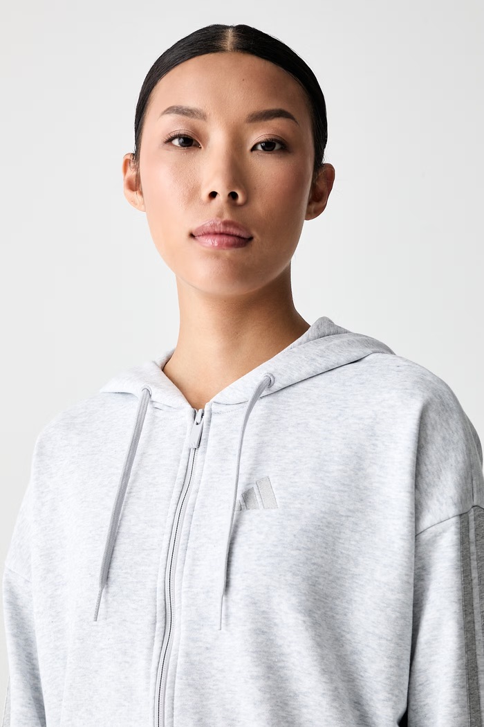 adidas bluza z kapturem damska z bawełną Essentials szary KF8325