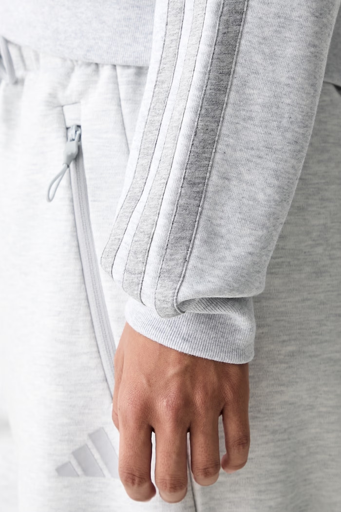 adidas bluza z kapturem damska z bawełną Essentials KF8325 szary