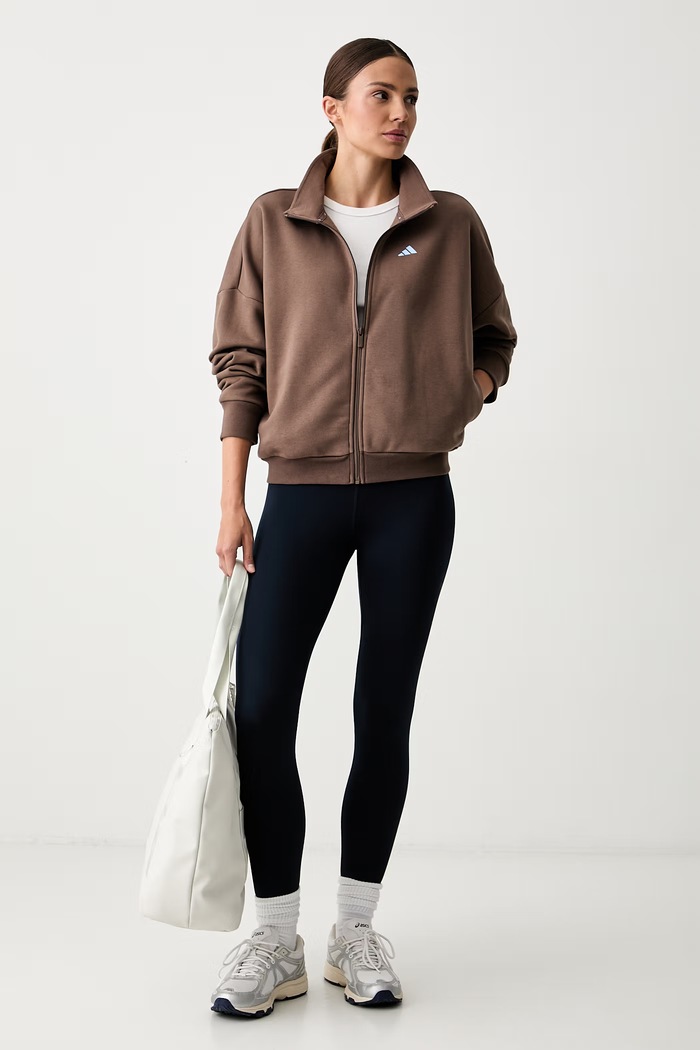 adidas bluza rozpinana damska z bawełną Essentials KY1910 brązowy AW26