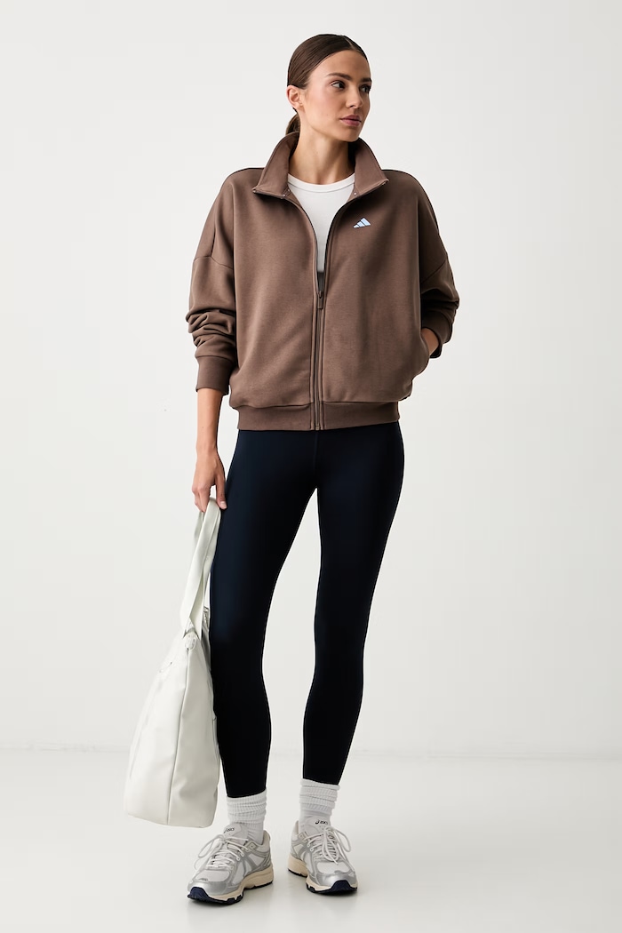 adidas bluza rozpinana damska z bawełną Essentials KY1910 brązowy AW26