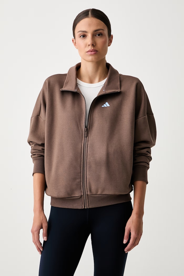 Odzież adidas bluza rozpinana damska z bawełną Essentials KY1910 brązowy