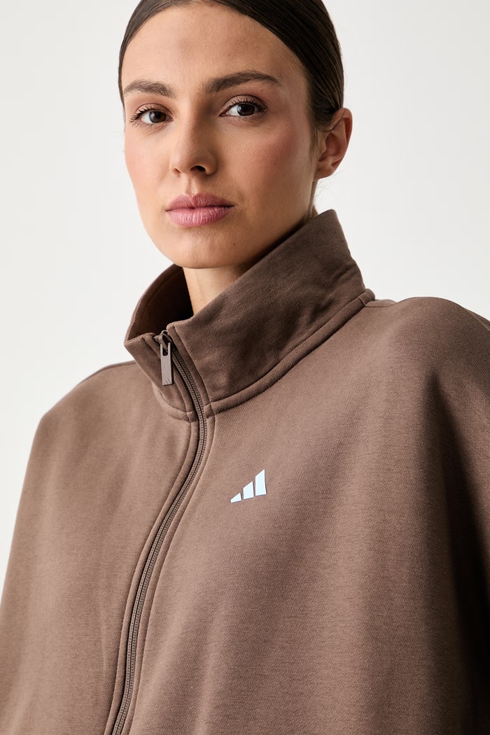 adidas bluza rozpinana damska z bawełną Essentials brązowy KY1910