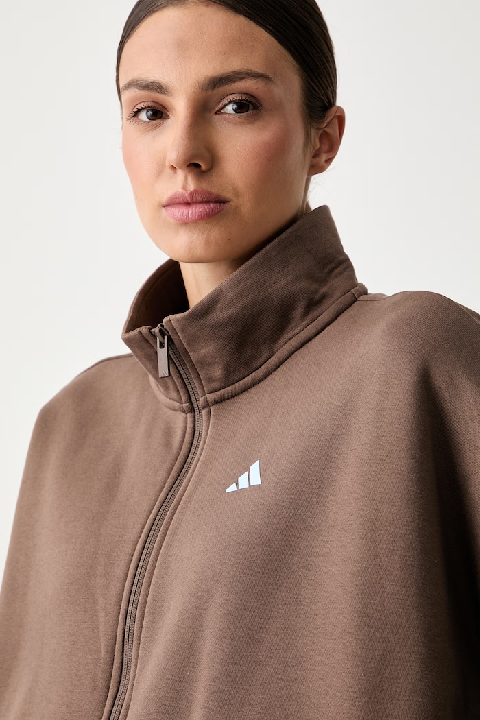 adidas bluza rozpinana damska z bawełną Essentials brązowy KY1910