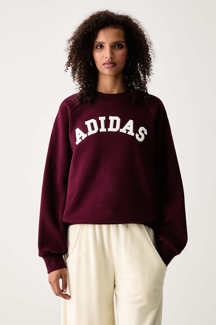 adidas Bluza damska z bawełną Chenille Pack bordowy KU0327