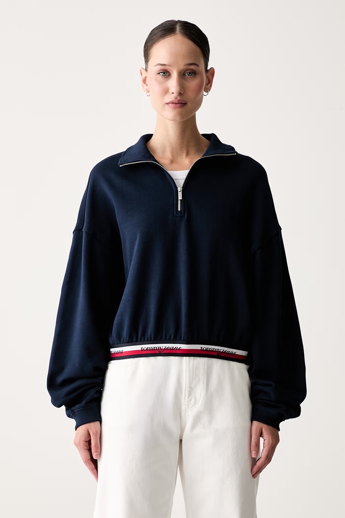 Tommy Jeans dukserica za žene od pamuka mornarsko plava DW0DW23144