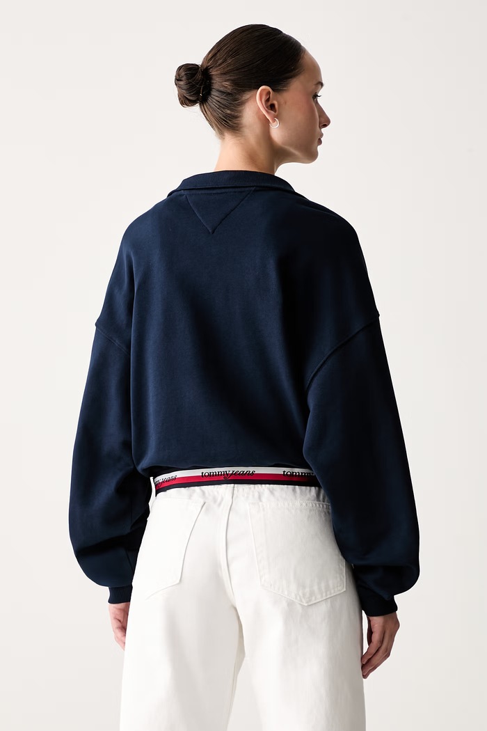 Odjeća Tommy Jeans dukserica za žene od pamuka DW0DW23144 mornarsko plava