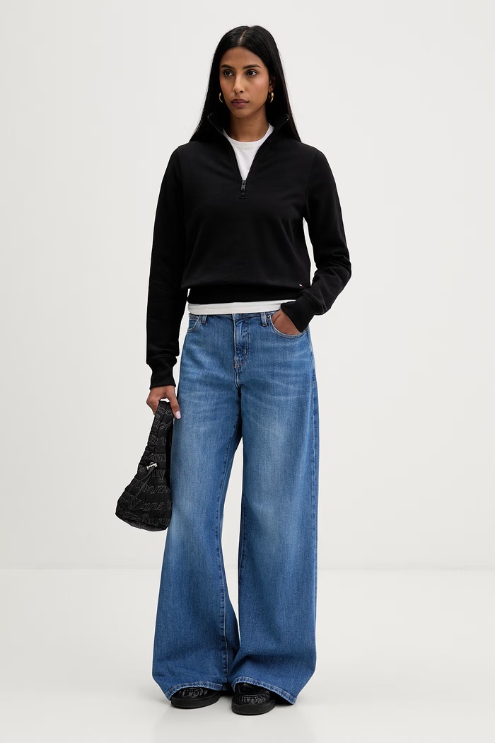 Tommy Jeans melegítőfelső női pamut DW0DW22835 fekete AW26