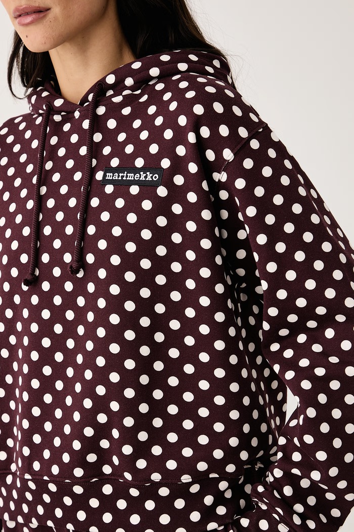 Mikina s kapucňou dámska bavlnená Marimekko 096213 burgundské