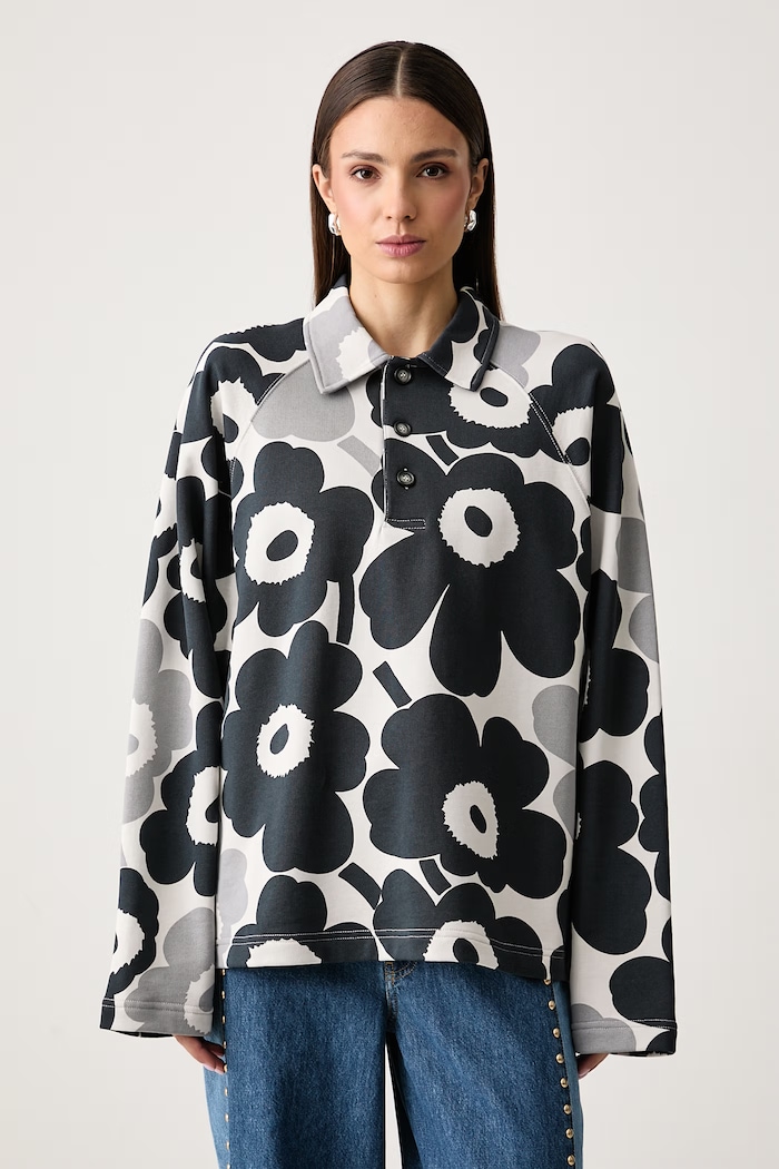 Marimekko Bluza damska bawełniana szary 096196