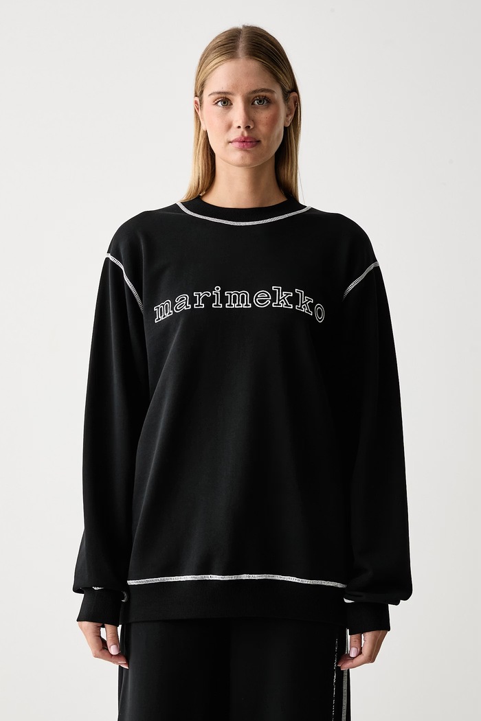 Marimekko Oversize dukserica za žene od pamuka crna 096221