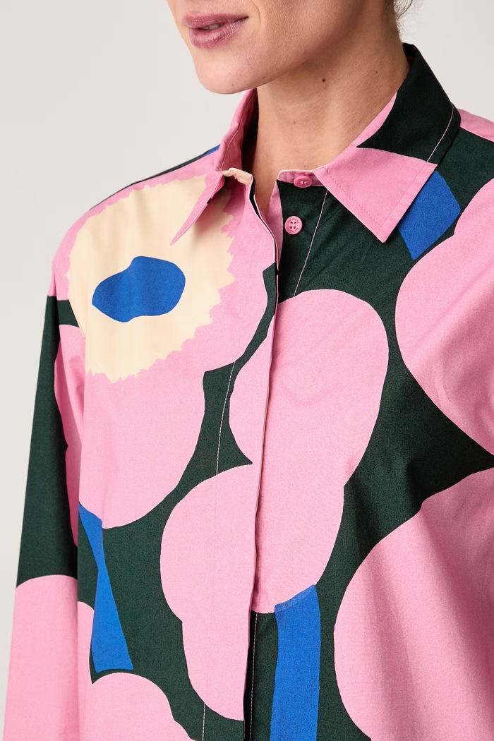 Košulja za žene od pamuka Marimekko 096297 roza