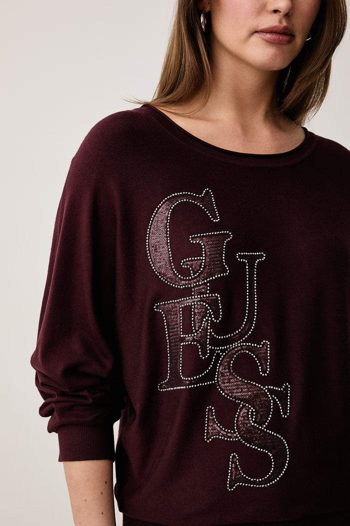 Sweter damski z wiskozą ESMERALDA Guess W6BR51.Z1452 bordowy