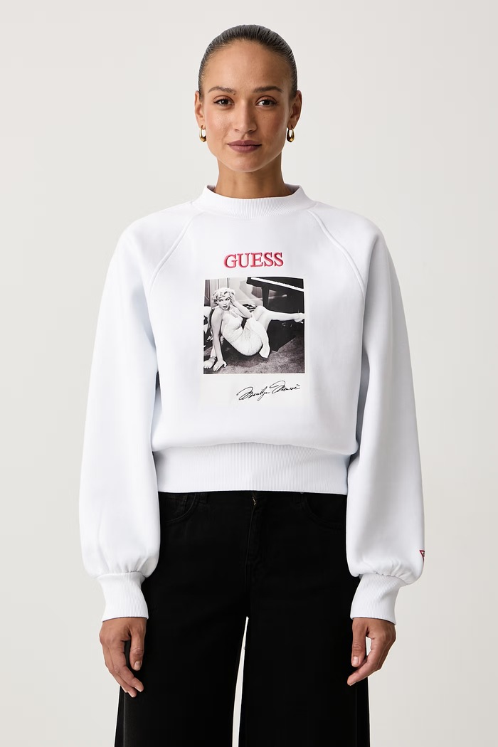 Guess Кофта для женщин с хлопком x MARILYN MONROE белый W6BQ19.K6978