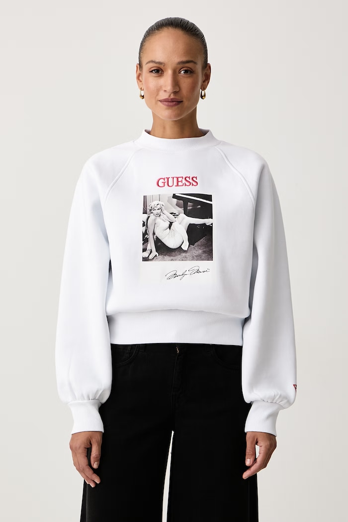 Guess Кофта для женщин с хлопком x MARILYN MONROE белый W6BQ19.K6978