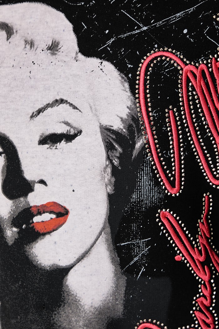 Pulover ženski z bombažem x MARILYN MONROE Guess črna W6BQ18.K6664