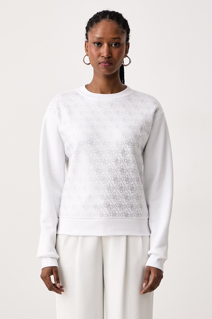 Guess Bluza damska z bawełną biały W6BQ14.K6060