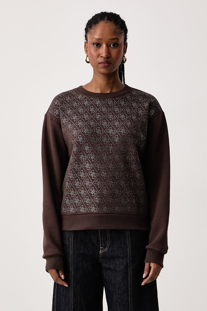 Guess Bluza damska z bawełną brązowy W6BQ14.K6060